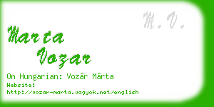 marta vozar business card