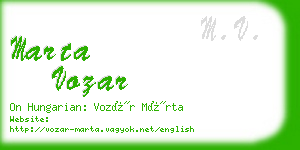 marta vozar business card